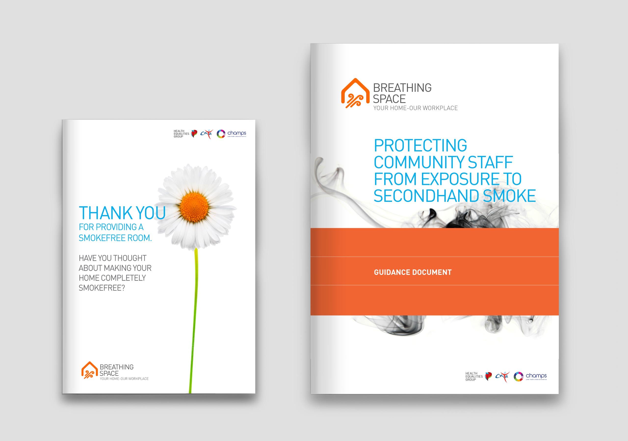 Guidance booklet designs for Breathing Space secondhand smoke public health campaign
